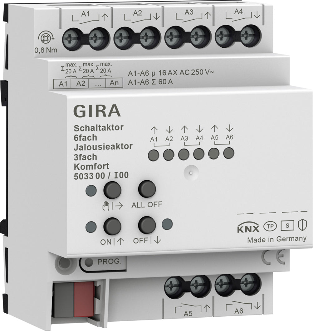 Gira KNX Schakel- / jaloezieactor 6- / 3-voudig 16 A - comfort